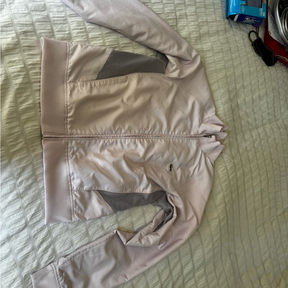 Lacoste pink track jacket woman’s UK 10 US 6 vintage mesh side detail - Picture 10 of 11